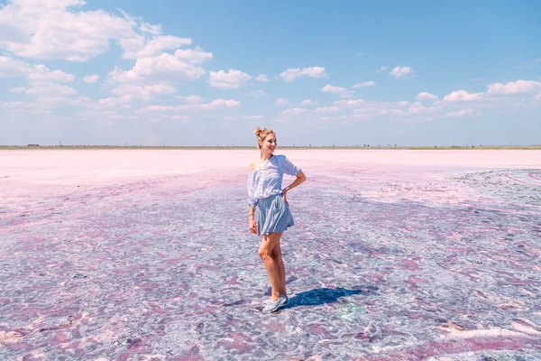Al Wathba Salt Lake pink water, wide view