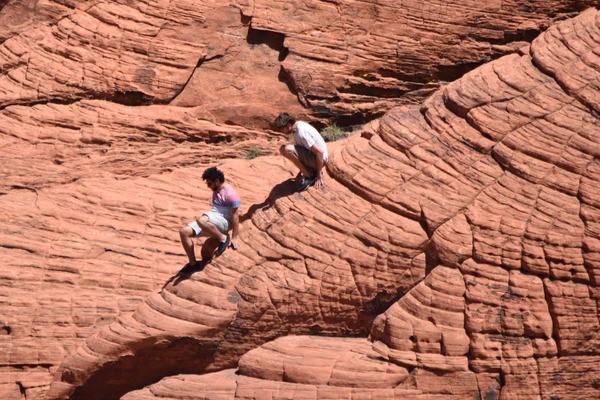 Rock strata layers on fossil dune face