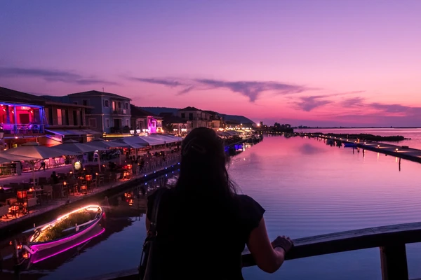Yas Island waterfront and marina at sunset