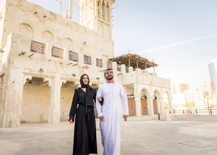 Couple enjoying a city viewpoint in the UAE