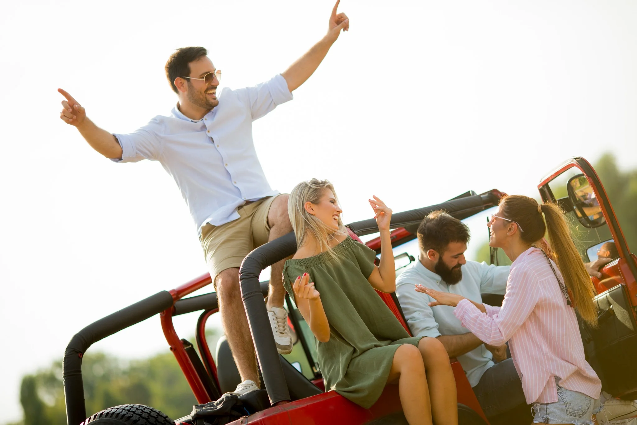 Friends enjoying a desert off-road experience together
