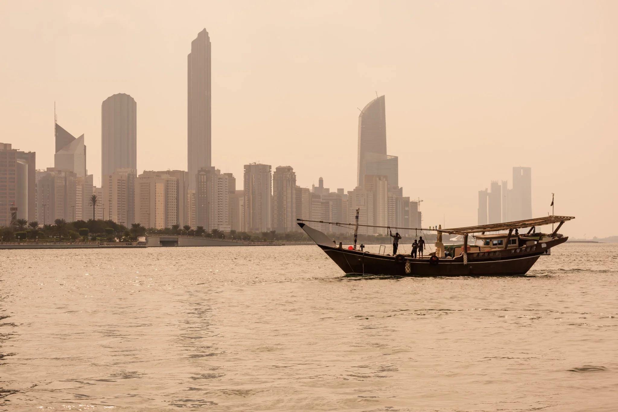 Couple enjoying dinner aboard an Abu Dhabi dhow cruise